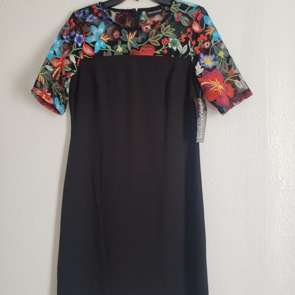 NEW NINA LEONARD EMBROIDERED LACE YOKE DRESS - Picture 6 of 11